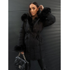 Černá prošívaná bunda NEVELIN s kožíškem
