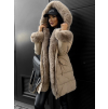 Béžová prošívaná bunda NEVELIN s kožíškem