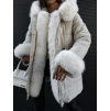 Krémová prošívaná bunda NEVELIN s kožíškem