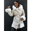 Krémová prošívaná bunda NEVELIN s kožíškem