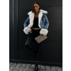 Modrá denim bunda ALASKA s kožíškem