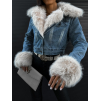 Modrá denim bunda ALASKA s kožíškem
