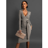 Šedé svetrové šaty INEK na zavazování