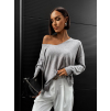 Šedý svetr KASIM s výstřihem do V