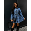 Modré denim šaty BELGIN s dlouhým rukávem