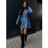 Modré denim šaty BELGIN s dlouhým rukávem