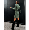 Khaki svetrové šaty ARALIK s roláčkem