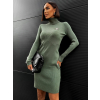 Khaki svetrové šaty ARALIK s roláčkem