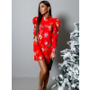Červené vánoční šaty ELBISE s potiskem velkých sobů
