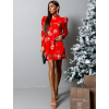 Červené vánoční šaty ELBISE s potiskem velkých sobů