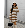 Hnědobéžový pruhovaný svetr šaty MIAMIS
