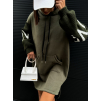 Khaki mikinové šaty ISHIK se svetrovými rukávy
