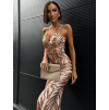 Zlaté dlouhé společenské šaty ETOLY s flitry