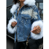 Modrá denim bunda SENTS s kožíškem