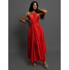 Červené dlouhé lesklé elegantní šaty MADES se zavazováním