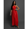 Červené dlouhé lesklé elegantní šaty MADES se zavazováním