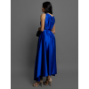 Královsky modré dlouhé lesklé elegantní šaty MADES se zavazováním
