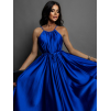 Královsky modré dlouhé lesklé elegantní šaty MADES se zavazováním