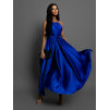 Královsky modré dlouhé lesklé elegantní šaty MADES se zavazováním