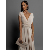 Béžové elegantní šaty BEATRICE s vázáním