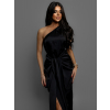 Černé lesklé elegantní šaty LIBIOSI na jedno rameno