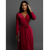 Bordó dlouhé elegantní šaty JOELLIAN