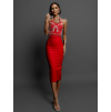 Červené elegantní šaty MAYESS s perličkami