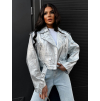 Stříbrná biker bunda AEYNA s páskem