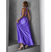 Fialové lesklé šaty VALERDI s variabilním vázáním a rozparkem