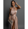 Zlaté lesklé šaty VALERDI s variabilním vázáním a rozparkem
