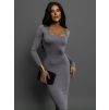 Šedé dlouhé šaty JERS s dlouhým rukávem