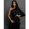 Černé volánkové šaty DORRY přes jedno rameno