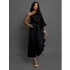Černé volánkové šaty DORRY přes jedno rameno