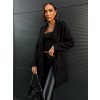 Černý elegantní flaušový kabát NOAM