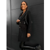 Černý elegantní flaušový kabát NOAM