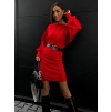Červené úpletové šaty ASPES s dlouhým rukávem