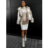 Krémové svetrové šaty ARALIK s rolákem