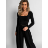 Černý elegantní top ZATES s dlouhým rukávem