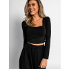 Černý elegantní top ZATES s dlouhým rukávem