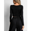 Černý elegantní top ZATES s dlouhým rukávem