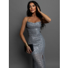 Stříbrné plesové flitrované šaty SEBILIN