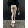 Béžové koženkové legíny AMATA