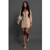Béžové sakové šaty RELLIE s výstřihem do V