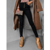 Černé denim slim kalhoty ERYX s knoflíky