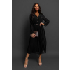 Černé plisované elegantní šaty NADYA s páskem