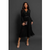 Černé plisované elegantní šaty NADYA s páskem