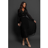 Černé plisované elegantní šaty NADYA s páskem