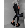 Černé koženkové biker kalhoty FRONTIS se zipy