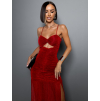 Červené elegantní šaty ROMULUS s průstřihem