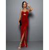Červené elegantní šaty ROMULUS s průstřihem